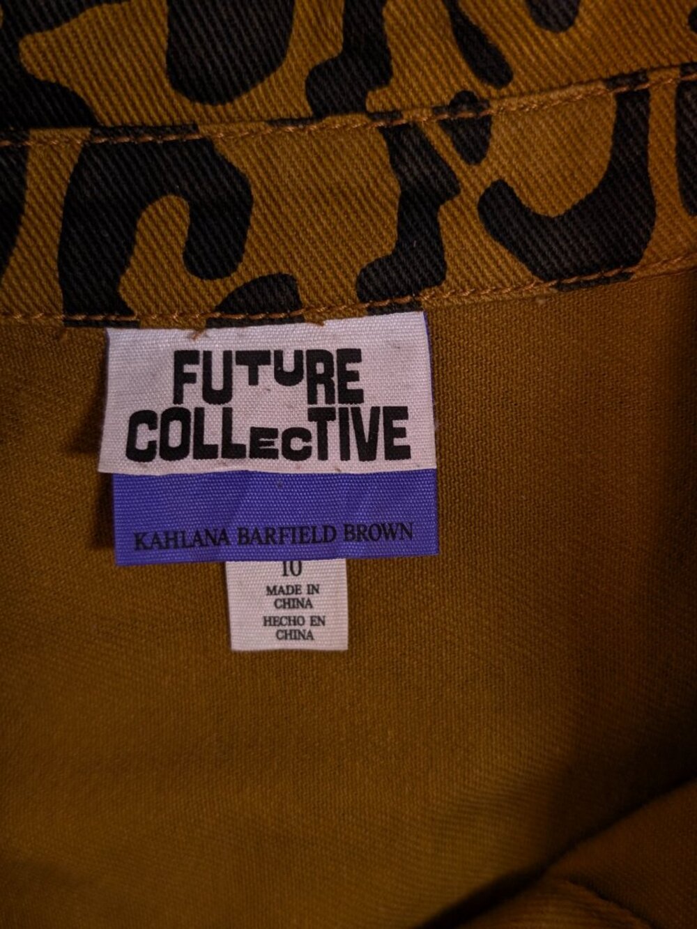 Future Collective Brown Leopard Utility Denim Shirt Dress 10 Safari Streetwear - Picture 12 of 16